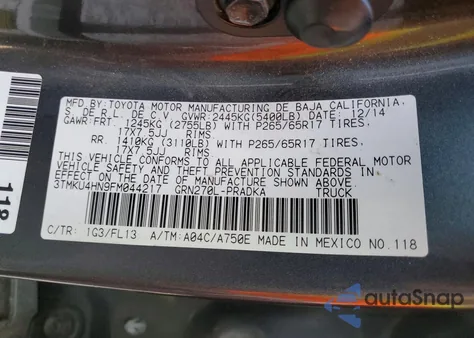 2015 Toyota Tacoma Double Cab Prerunner Long Bed from USA, damaged, VIN 3TMKU4HN9FM044217